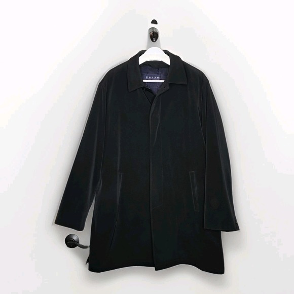 Lauren Ralph Lauren Overcoat Men XL Black Removable Liner Water Resistant